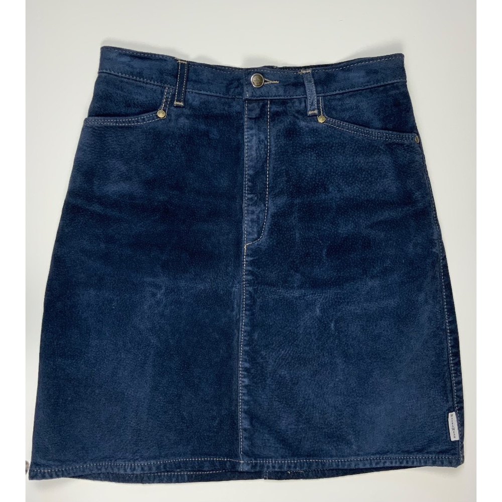 VINTAGE W & W WASH AND WEAR  BLUE SUEDE  WASHABLE SKIRT MADE IN CANADA,, SIZE 28